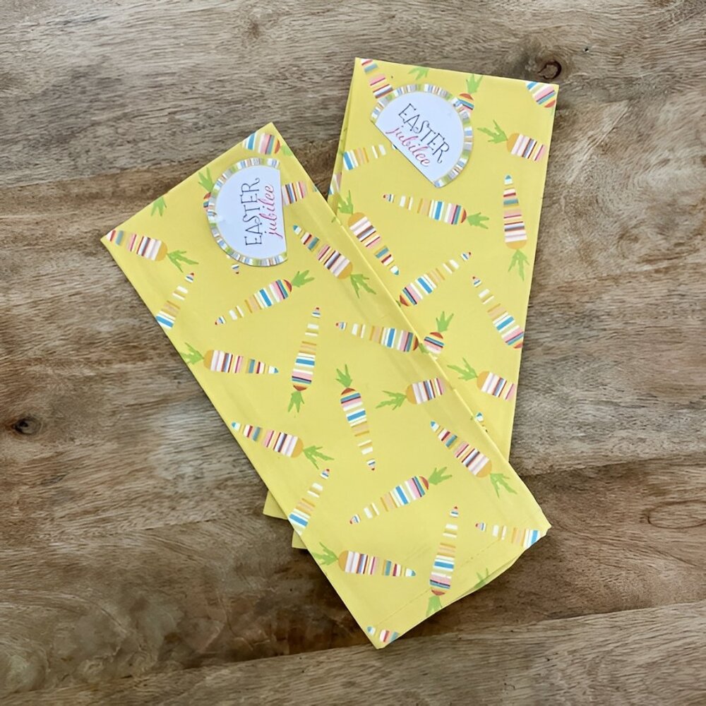 5/$20 NEW Set of 2 Easter Colorful Striped Carrots Kitchen Towels